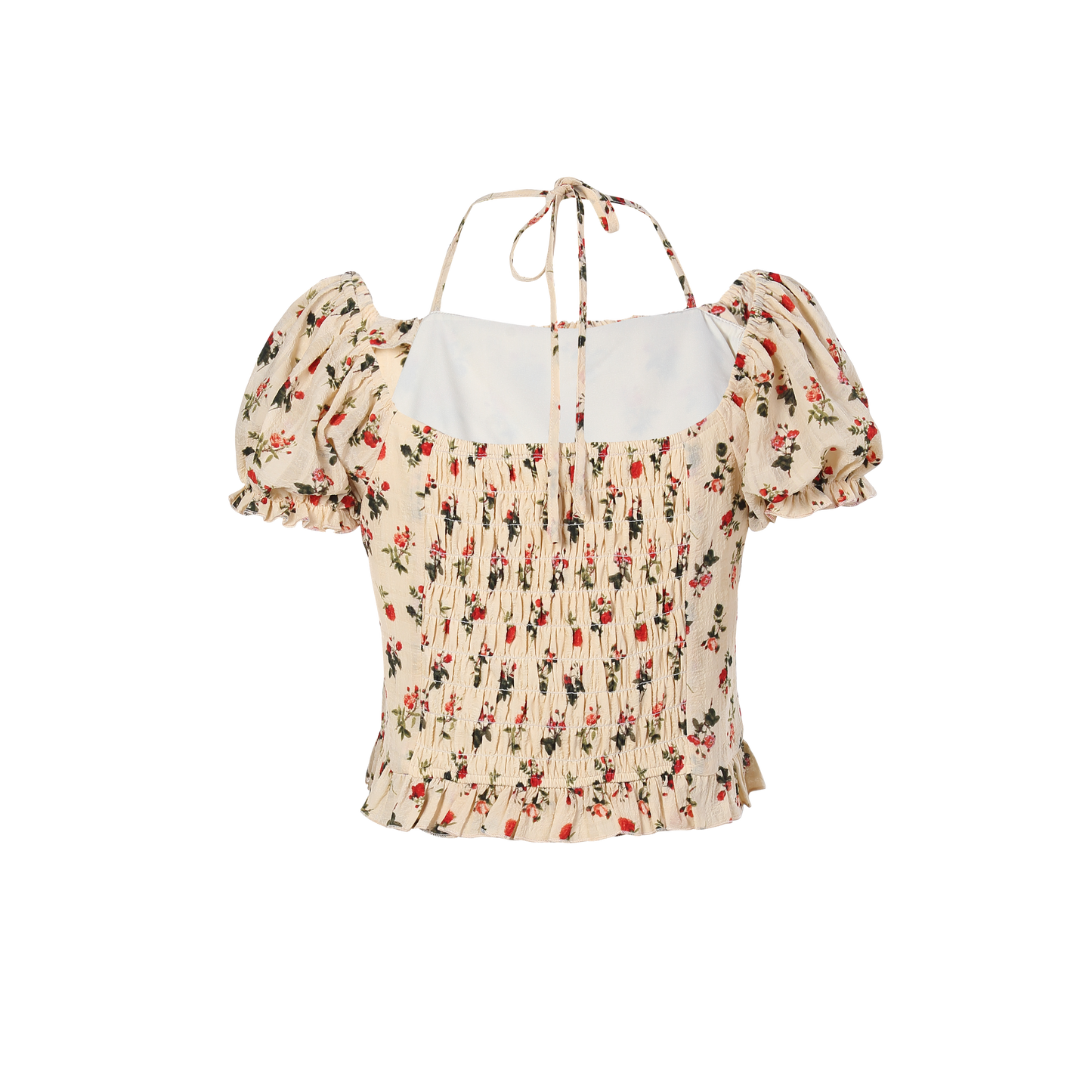 Ladies Fashion Polyester Cute Puff Sleeves Print Top ODM