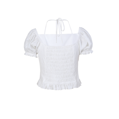 Ladies Fashion Polyester Cute Puff Sleeves Print Top ODM