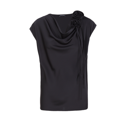 Ladies Fashion Polyester Sleeveless Top with Neck Decoration ODM
