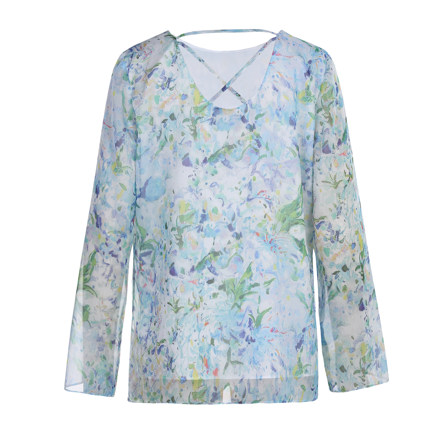 Ladies Fashion Polyester Long Sleeve Printed Blouse ODM