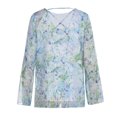 Ladies Fashion Polyester Long Sleeve Printed Blouse ODM
