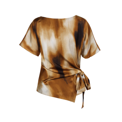Ladies Fashion Polyester Short Sleeves Side Tie Top ODM
