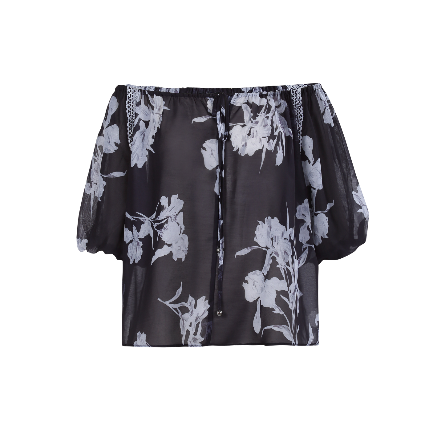 Ladies Fashion Polyester Wide Neckline Floral Printed Blouse ODM