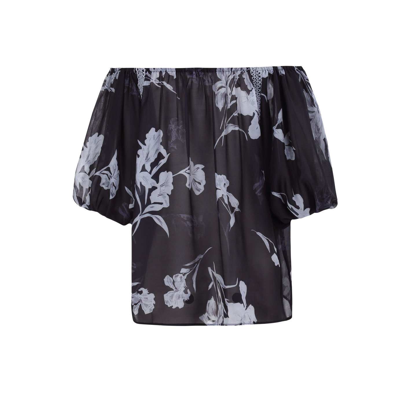 Ladies Fashion Polyester Wide Neckline Floral Printed Blouse ODM