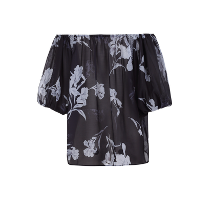 Ladies Fashion Polyester Wide Neckline Floral Printed Blouse ODM
