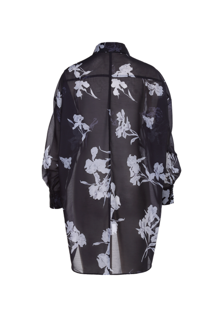 Ladies Fashion Polyester Floral Printed Collar Shirt with Buttons ODM