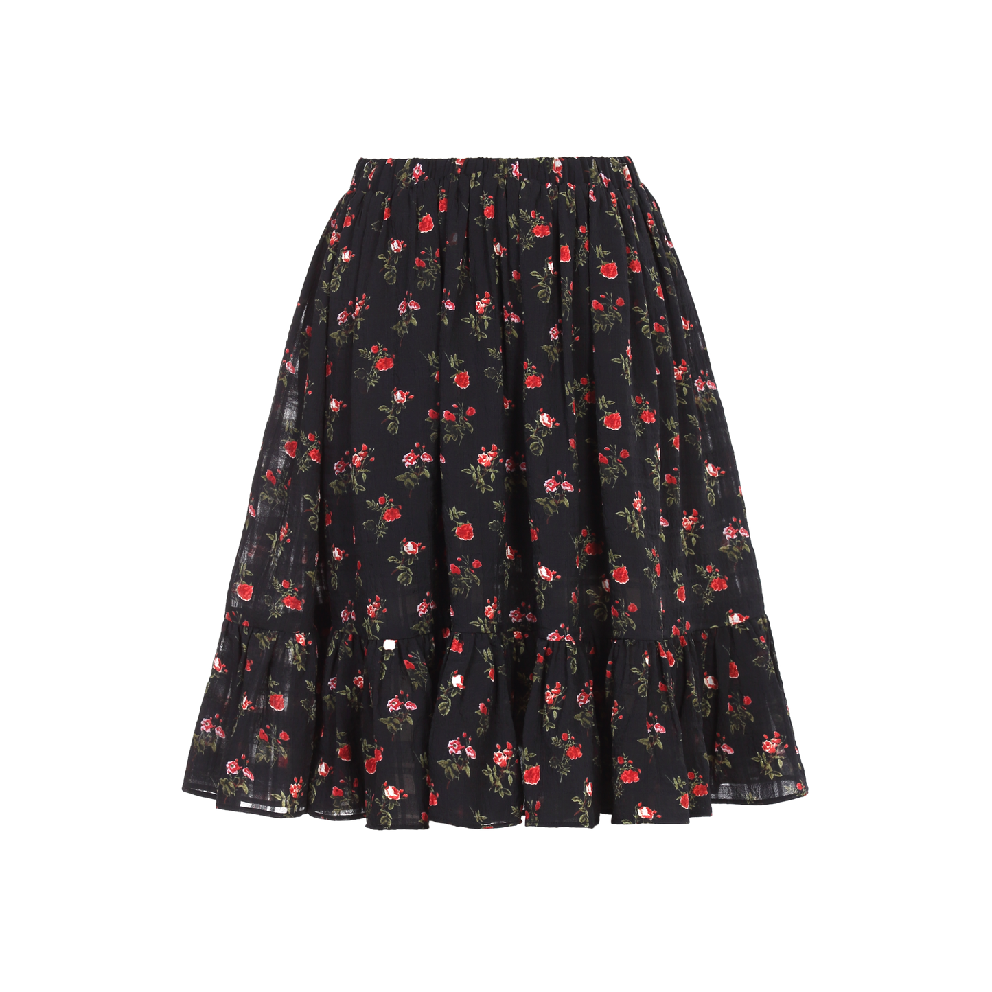 Ladies Fashion Polyester Ruffle Hem Printed Skirt ODM