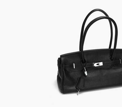 Animal Print Buckled Shoulder Bag 時尚大方銀鎖手提單肩包