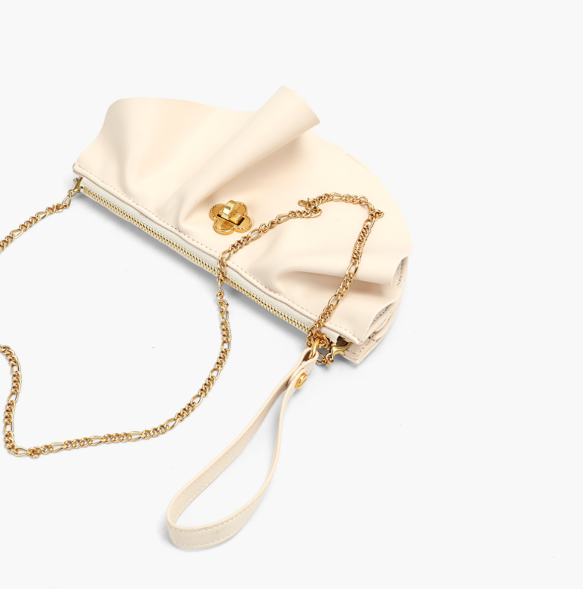Diamond Print with Chain Crossbody Bag 荷葉邊裝飾金鏈帶斜背包