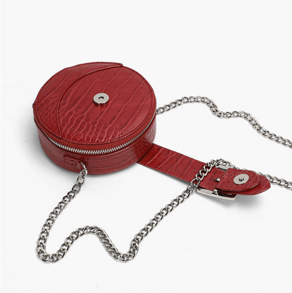 Round Bucket Crossbody Bag 迷你銀鏈圓形斜背包