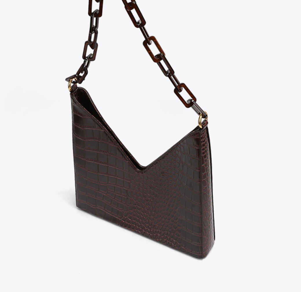 Unique V-Shape Vintage Shoulder Bag 復古鱷魚紋V形腋下包