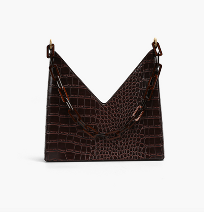 Unique V-Shape Vintage Shoulder Bag 復古鱷魚紋V形腋下包