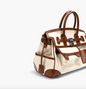 Contrast color design Canvas Handbag with lock decoration 流行撞色手提帆布袋
