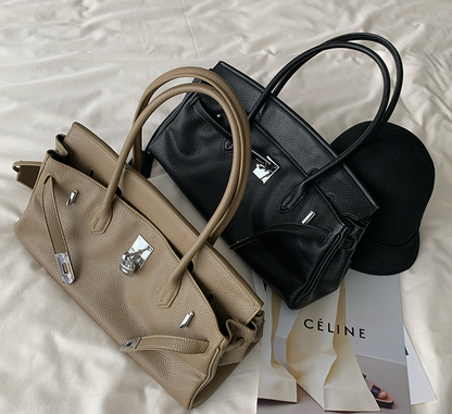 Animal Print Buckled Shoulder Bag 時尚大方銀鎖手提單肩包