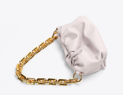 Golden Chain Cloud Shoulder Bag 時尚大金扣鏈帶單肩包