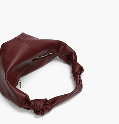 Shoulder Bag with Knot Strap 復古打結月牙軟皮單肩手提包